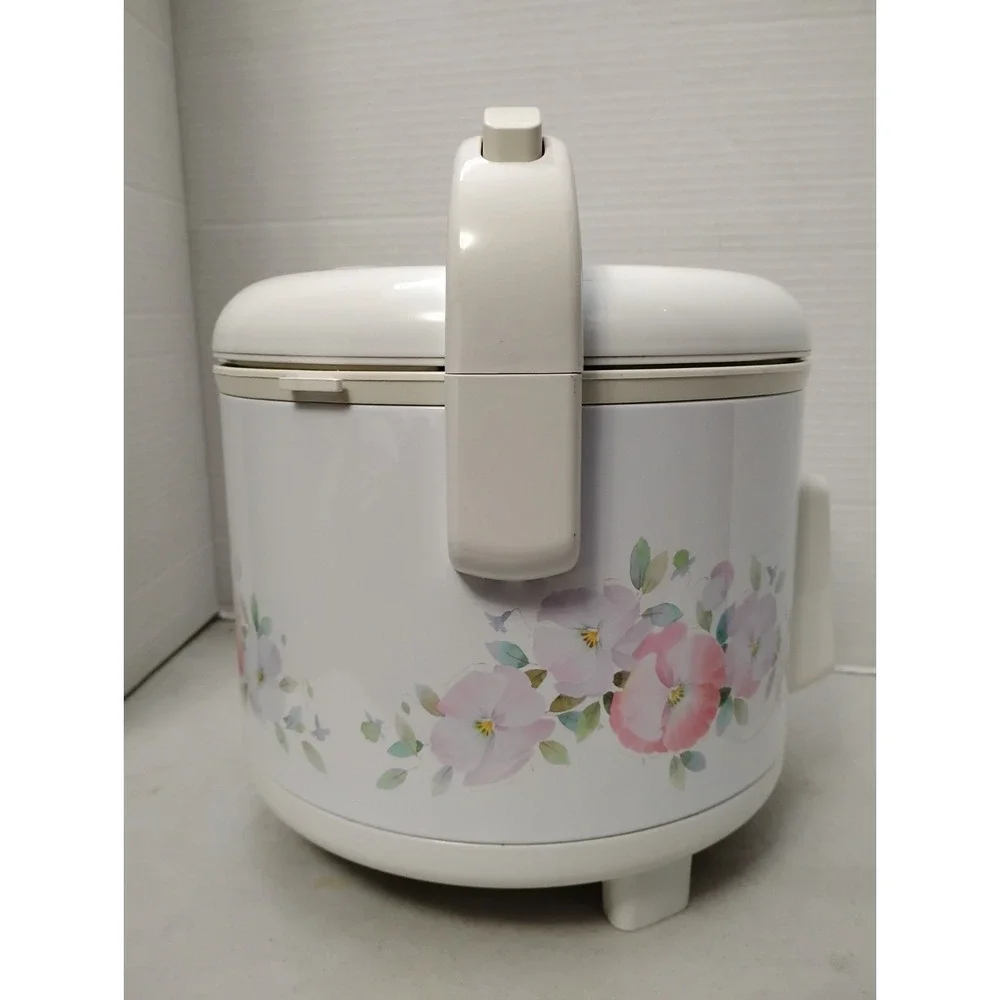 Vintage Zojirushi Rice Cooker 5 Cup NFR-1003 White Floral Spoon Holder Test Work